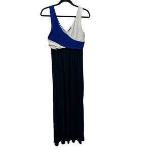 Maeve Maxi Sleeveless Blue, White and Black Flowy Dress Size Small